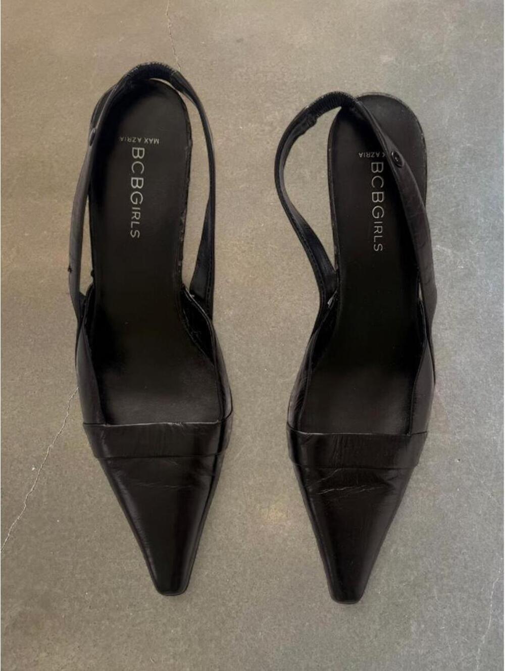 BCBGirls by Max Azria Black Pointed Toe Slingback Heels | Women’s Size 8